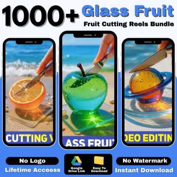 1000+ AI Glass Fruit Cutting Reels Bundle 